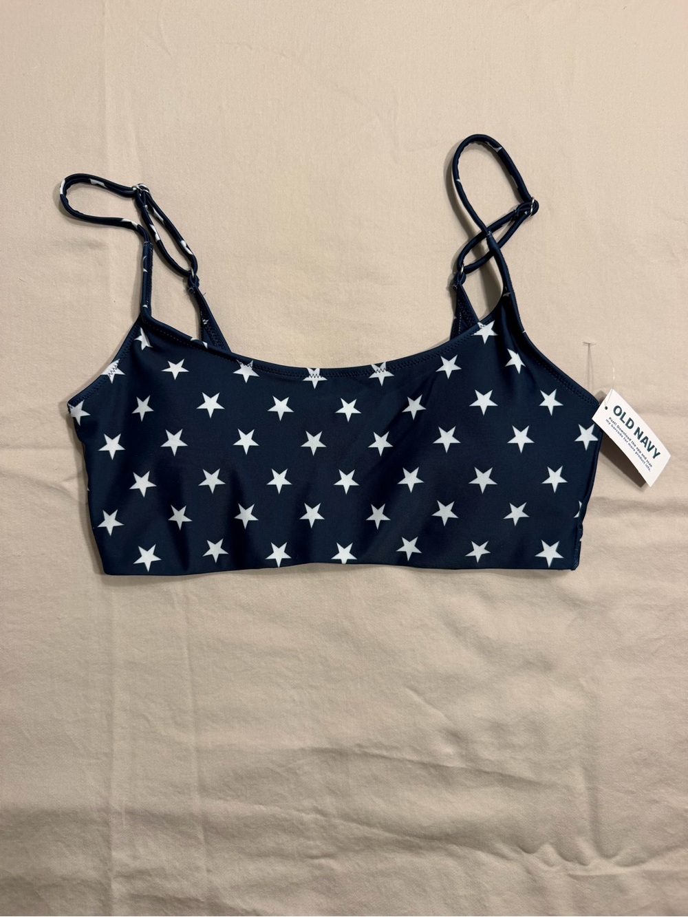 NWT Old Navy Star Print Swim Bikini Top M Navy White
